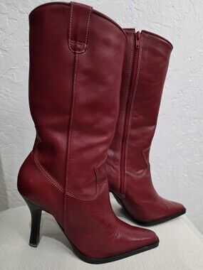 CL by Chinese Laundry Red Pointed-Toe Stiletto Mid-Calf Boots